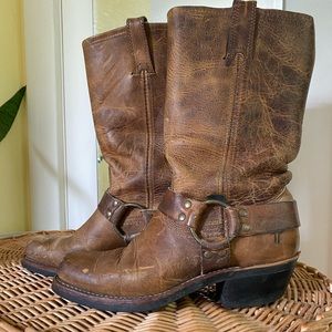 FRYE leather harness boots size 8